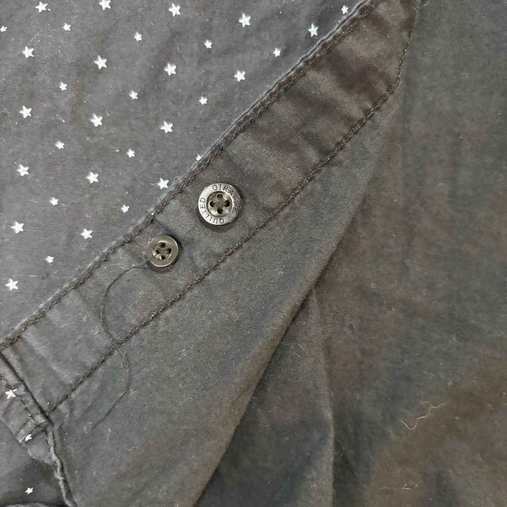Quilted Giraffe Mens 3X Black Star Print Button Down Long Sleeve Shirt Cotton - Picture 6 of 8